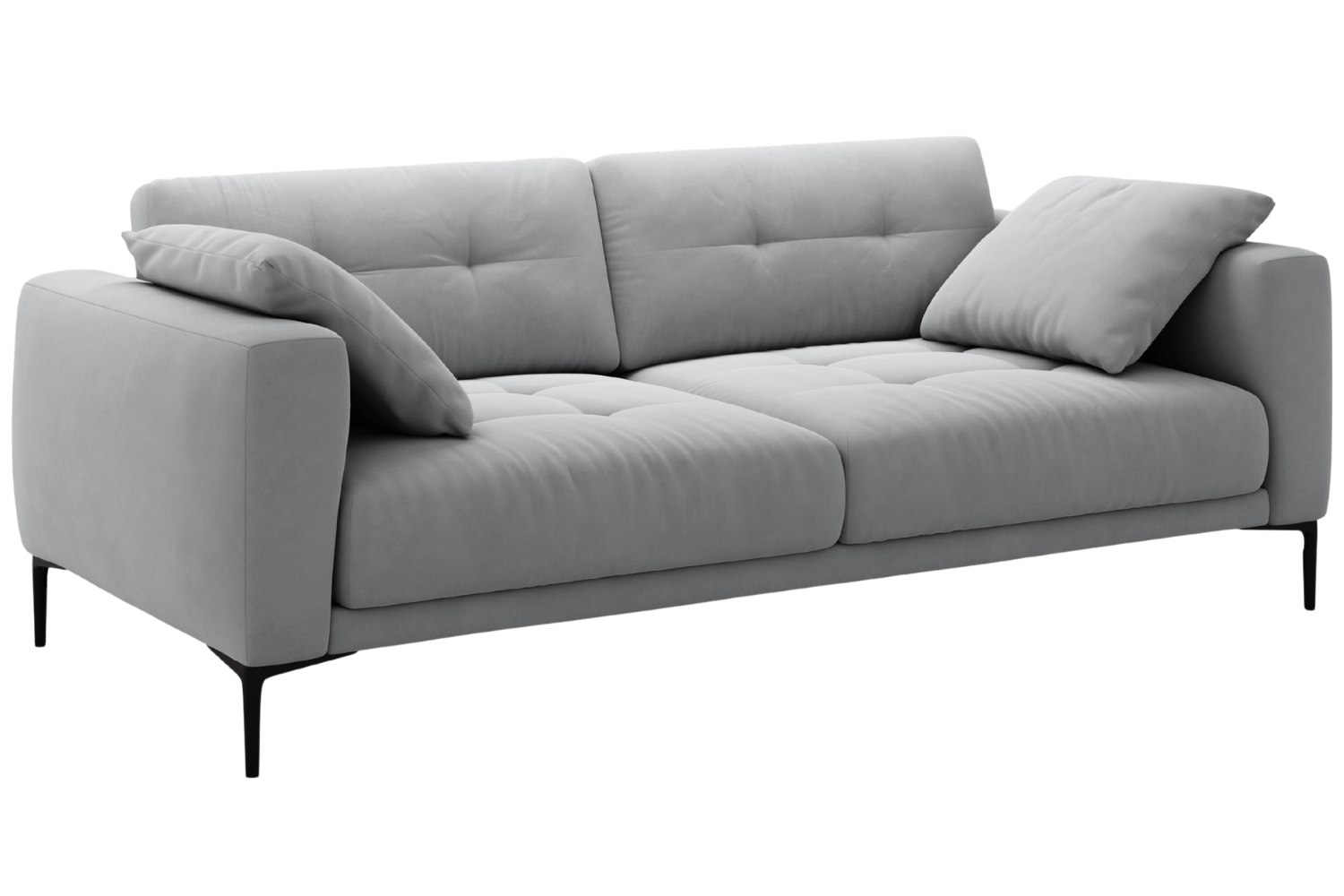 Micadoni Šedá sametová čtyřmístná pohovka Bemy 230 cm