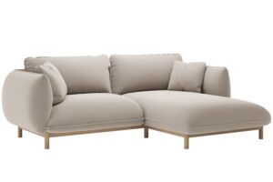 Micadoni Světle béžová sametová rohová pohovka Ada 214 cm