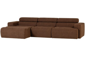 WOOOD Tmavě hnědá bouclé rohová pohovka Novi 300 cm