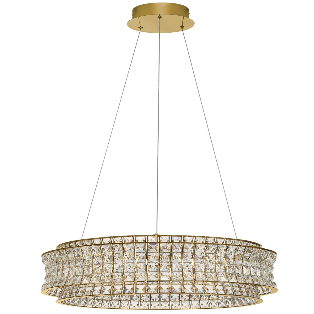 Nova Luce Zlaté křišťálové závěsné LED světlo Celysia 80 cm