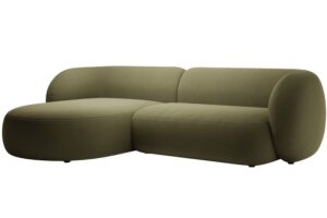 Micadoni Zelená sametová rohová pohovka Kate 285 cm