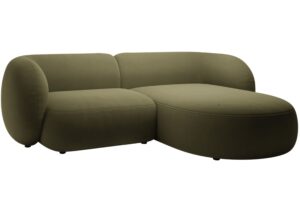 Micadoni Zelená sametová rohová pohovka Kate 255 cm