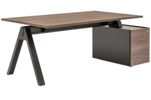 MDD Černý kancelářský stůl Viga 180 x 100 cm s ořechovým dekorem