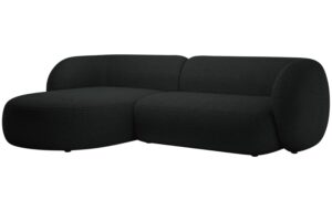 Micadoni Černá bouclé rohová pohovka Kate 285 cm