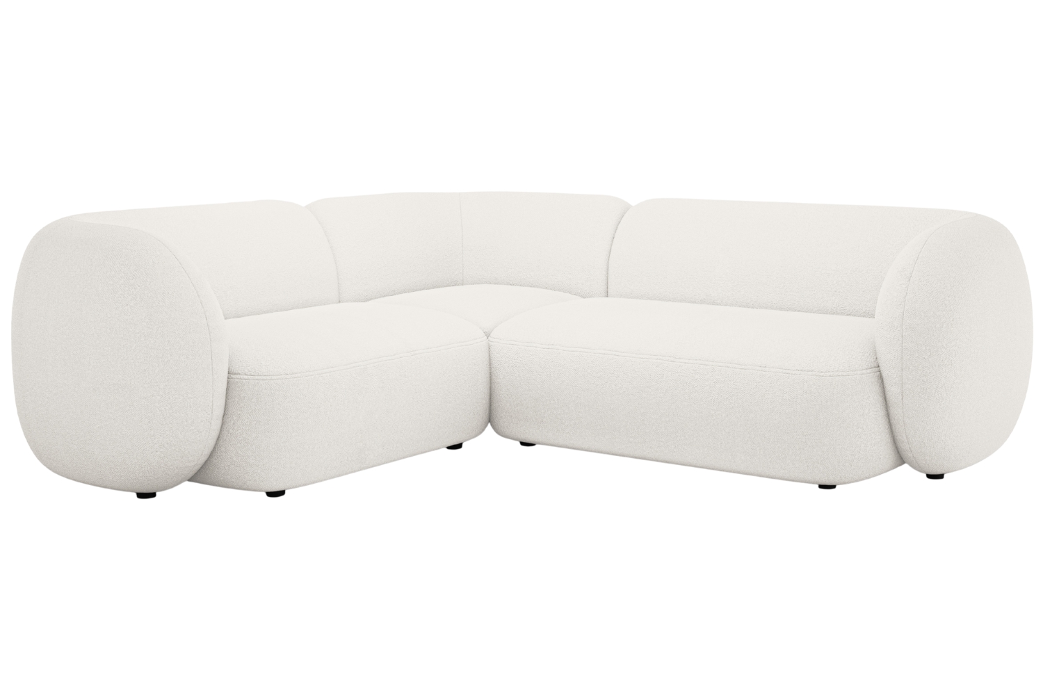 Micadoni Bílá bouclé rohová pohovka Kate 252 cm