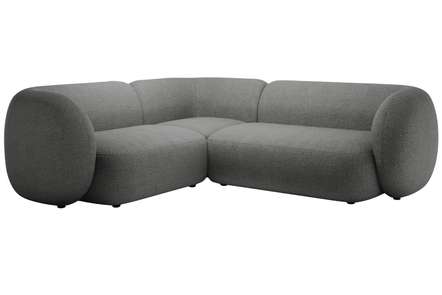 Micadoni Tmavě šedá bouclé rohová pohovka Kate 252 cm