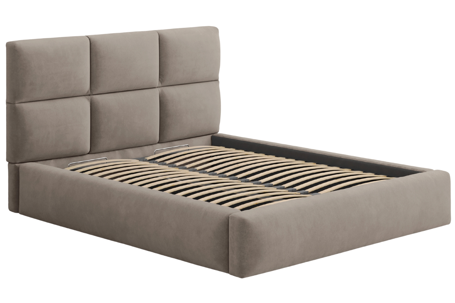 Windsor & Co Hnědá sametová dvoulůžková postel Libera 160 x 200 cm s úložným prostorem