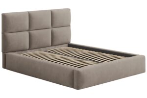 Windsor & Co Hnědá sametová dvoulůžková postel Libera 180 x 200 cm s úložným prostorem