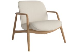 Bolia Krémově bílé bouclé křeslo Bowie s dubovou podnoží