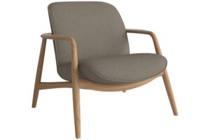 Bolia Světle hnědé bouclé křeslo Bowie s dubovou podnoží