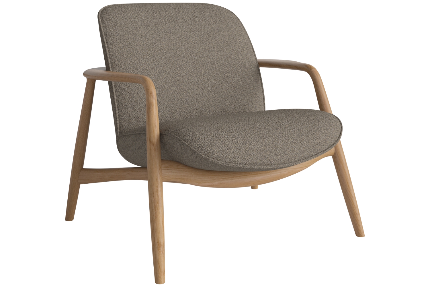 Bolia Světle hnědé bouclé křeslo Bowie s dubovou podnoží