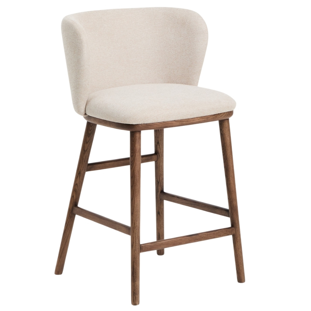 Kave Home Béžová barová židle Ciselia 65 cm s ořechovou podnoží