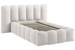 Micadoni Světle béžová postel Lupine 90 x 200 cm s úložným prostorem