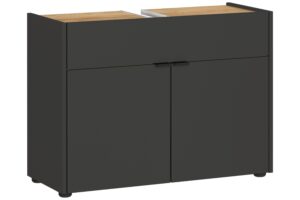 Germania Tmavě šedá umyvadlová skříňka Forano 80 x 34 cm s dubovým dekorem