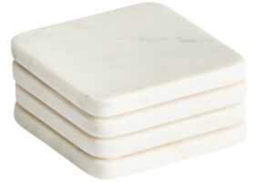 Kave Home Set čtyř bílých mramorových podtácků Nuvir