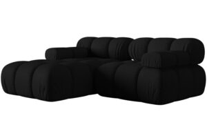 Micadoni Černá rohová pohovka Bellis 188 cm