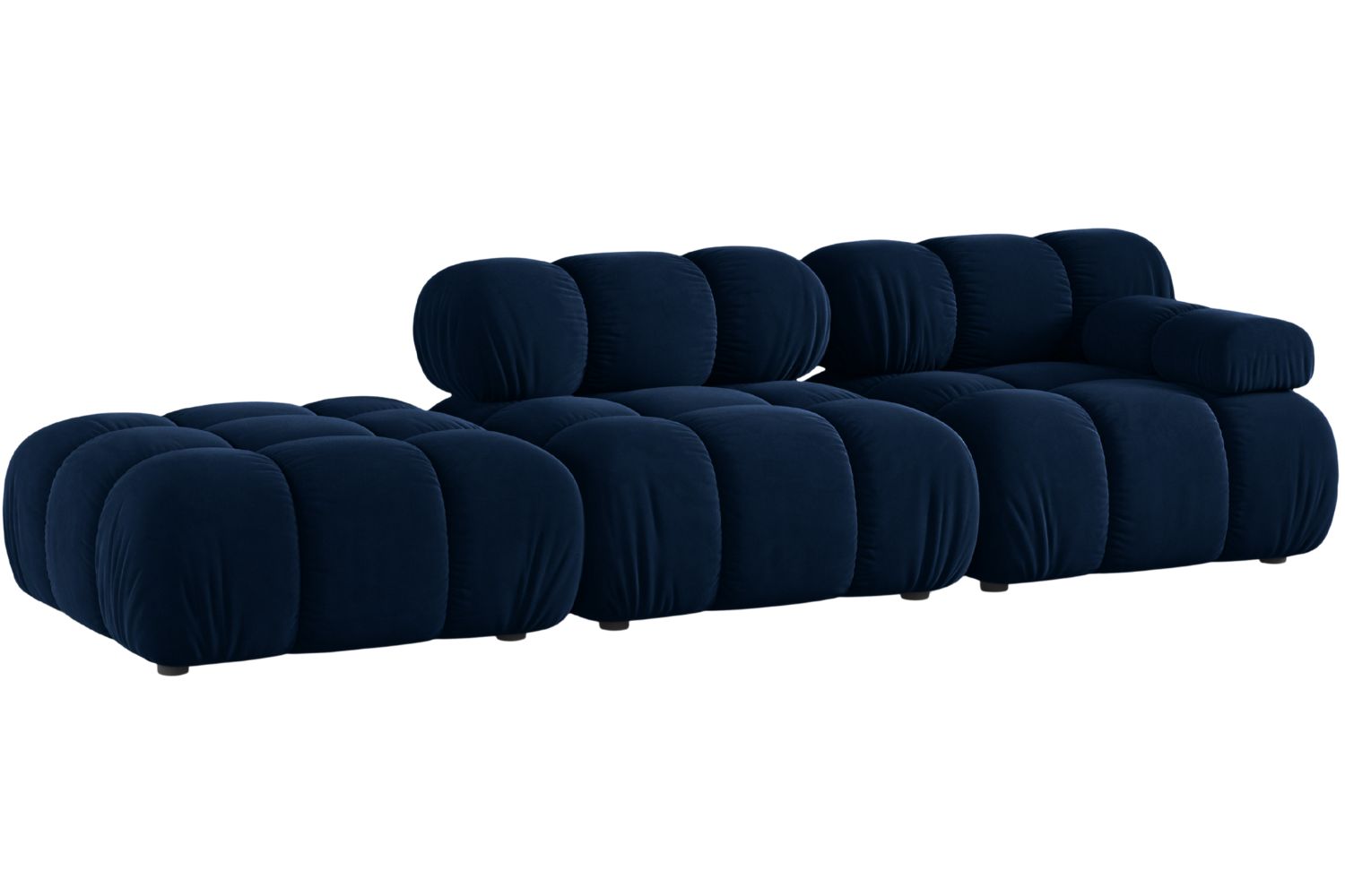 Micadoni Královsky modrá sametová čtyřmístná pohovka Bellis 282 cm