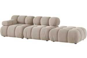 Micadoni Béžová sametová čtyřmístná pohovka Bellis 282 cm