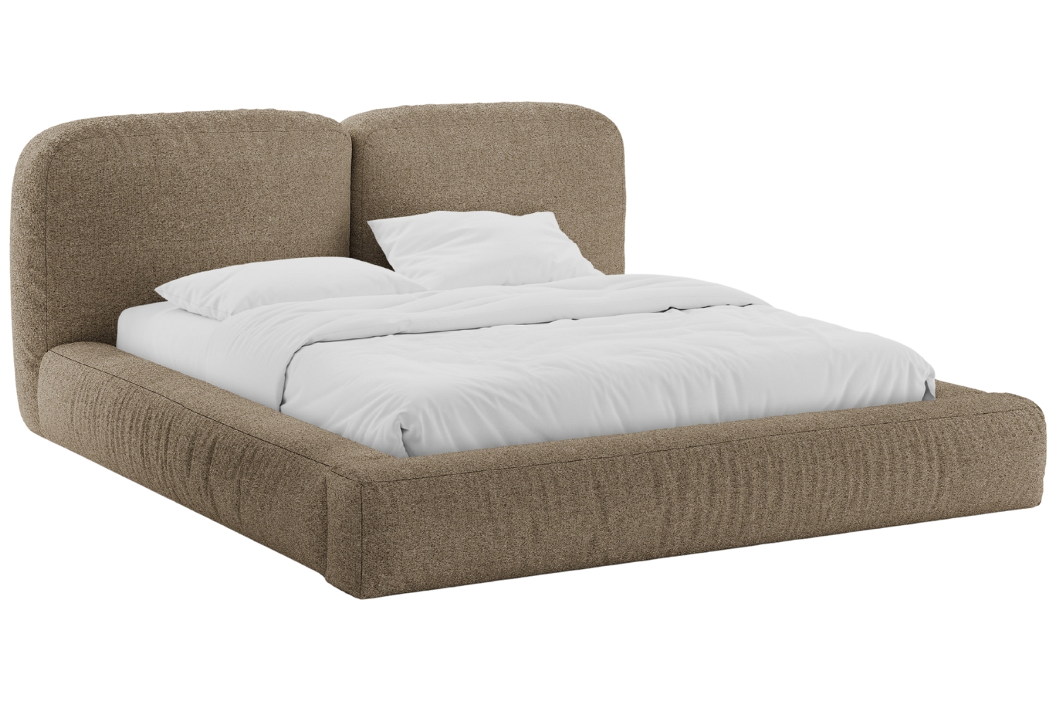 Micadoni Hnědá bouclé dvoulůžková postel Martina 160 x 200 cm s úložným prostorem