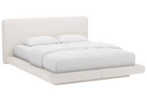 Micadoni Světle béžová dvoulůžková postel Linea 140 x 200 cm