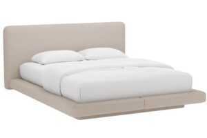 Micadoni Světle hnědá dvoulůžková postel Linea 160 x 200 cm