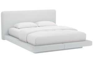 Micadoni Světle šedá dvoulůžková postel Linea 160 x 200 cm