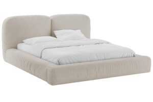 Micadoni Béžová bouclé dvoulůžková postel Martina 180 x 200 cm s úložným prostorem