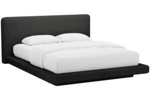 Micadoni Černá bouclé dvoulůžková postel Linea 160 x 200 cm