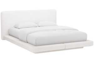 Micadoni Bílá bouclé dvoulůžková postel Linea 160 x 200 cm