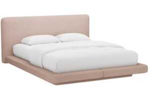 Micadoni Růžová bouclé dvoulůžková postel Linea 160 x 200 cm