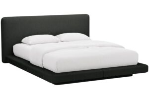 Micadoni Černá bouclé dvoulůžková postel Linea 180 x 200 cm