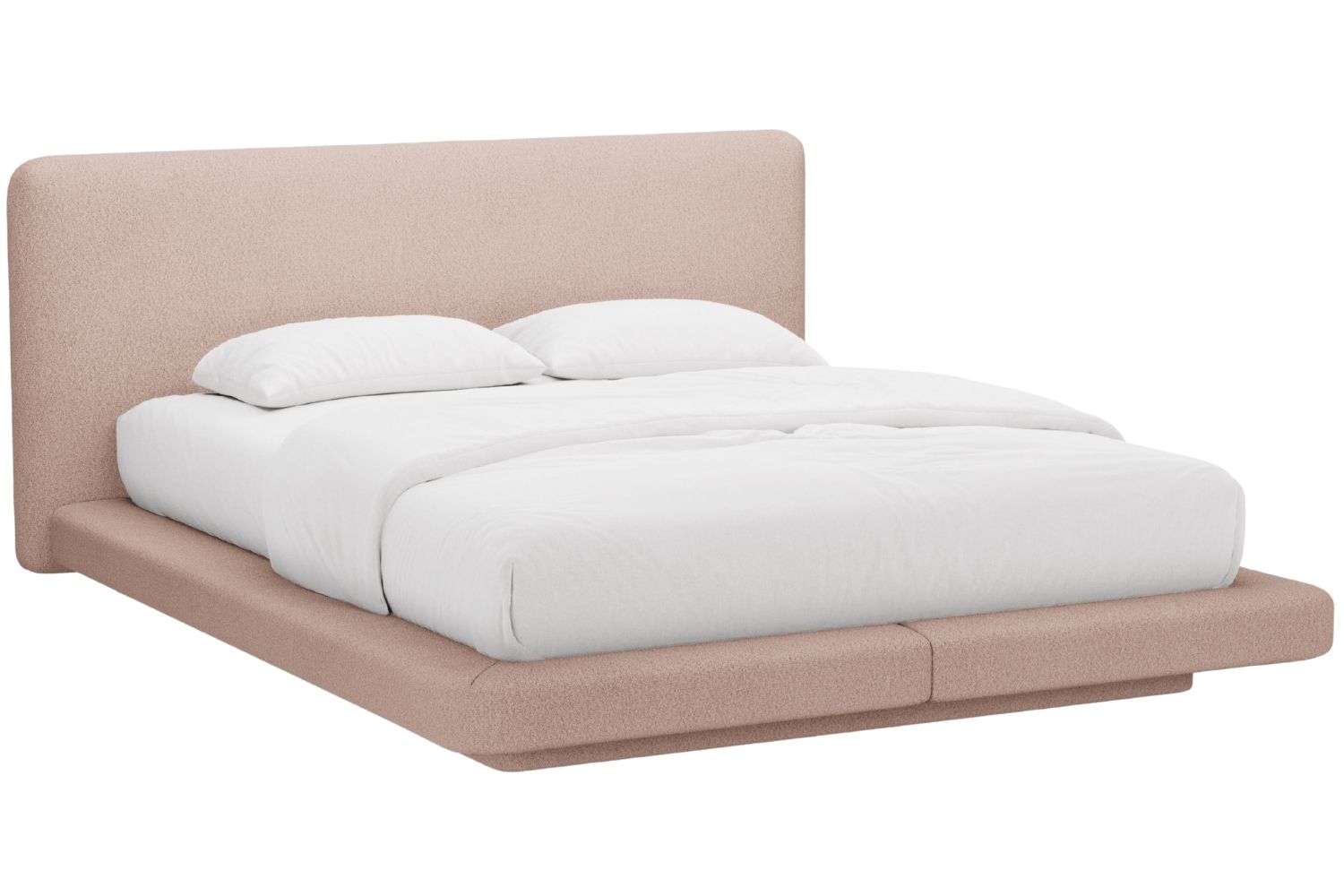 Micadoni Růžová bouclé dvoulůžková postel Linea 180 x 200 cm