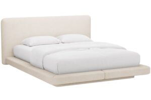 Micadoni Béžová bouclé dvoulůžková postel Linea 180 x 200 cm