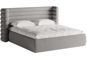 Micadoni Šedá bouclé dvoulůžková postel Mount 160 x 200 cm