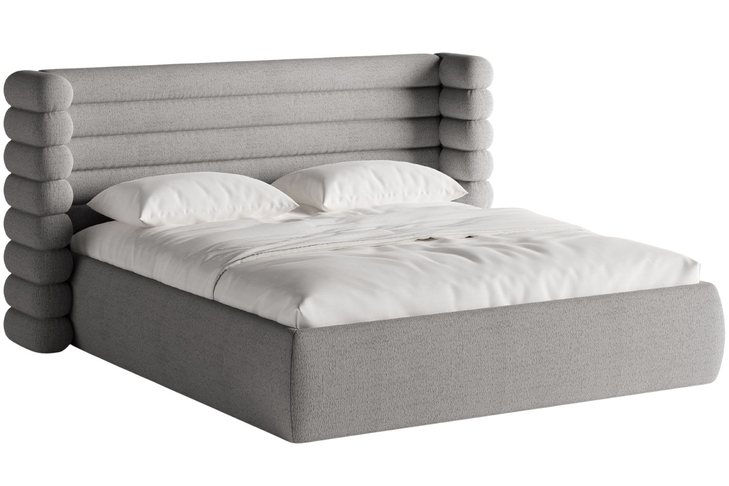Micadoni Šedá bouclé dvoulůžková postel Mount 160 x 200 cm
