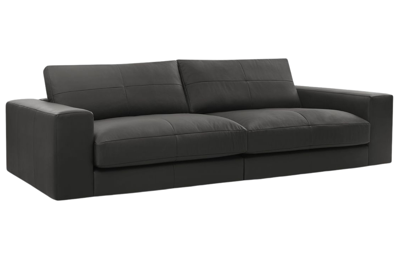 Bobochic Paris Černá kožená trojmístná pohovka Leonard 274 cm