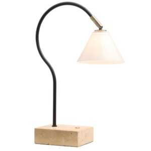 Halo Design Černá nabíjecí stolní LED lampa Question 31 cm s travertinovou podstavou