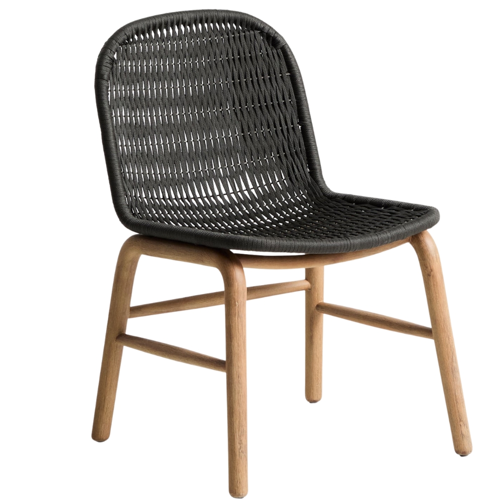 Kave Home Dřevěná zahradní židle Alipa s tmavě šedým výpletem