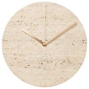 Bolia Travertinové nástěnné hodiny Tima 28 cm s tmavou dubovou deskou