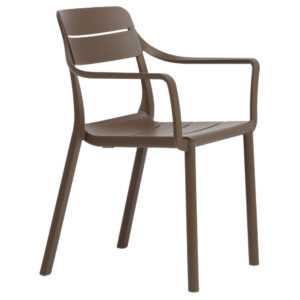 Nardi Hnědá plastová zahradní židle Cassia s područkami