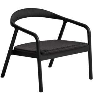 Kave Home Černé dubové křeslo Derile s výpletem