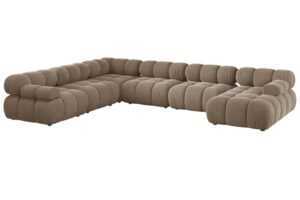 Micadoni Tmavě béžová sametová rohová pohovka Bellis 376 cm