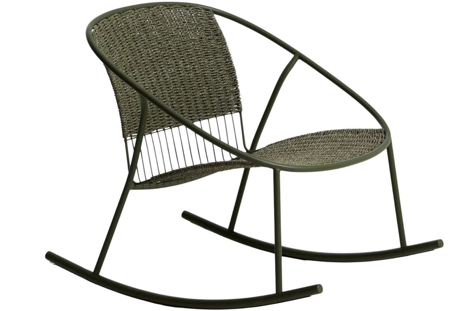 Kave Home Zelené zahradní houpací křeslo Atrani s výpletem