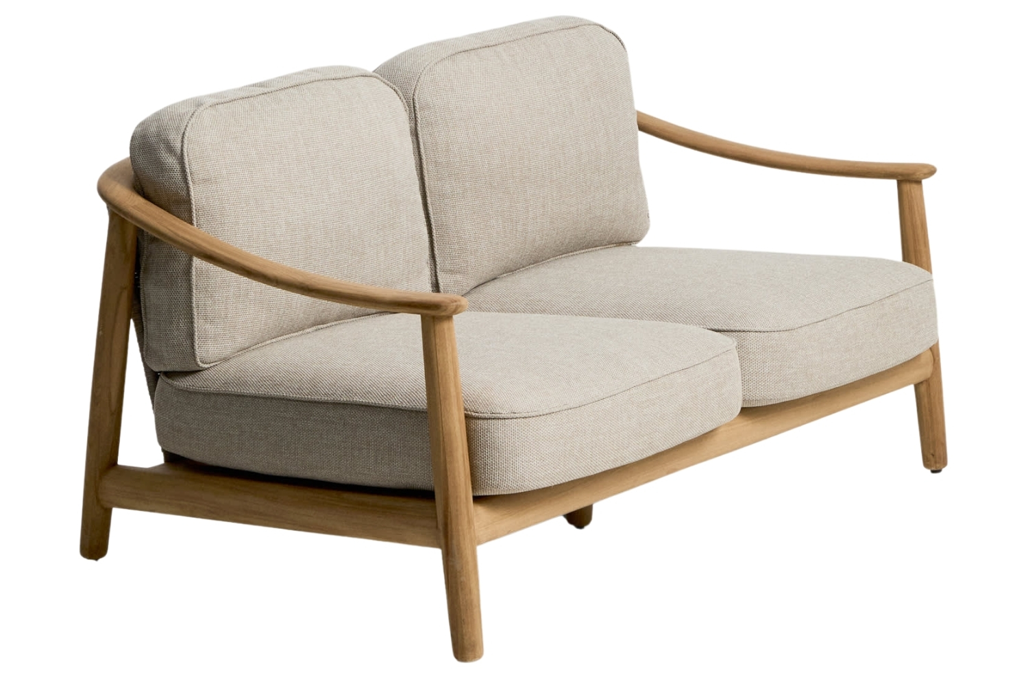 Kave Home Dřevěná zahradní dvoumístná pohovka Elunda 149 cm s výpletem