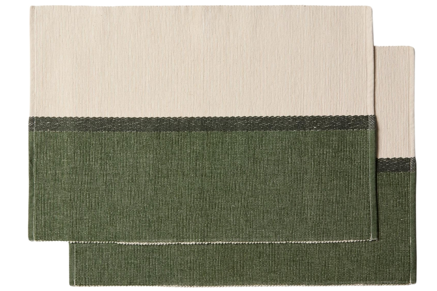 Kave Home Zeleno-béžový bavlněný set dvou prostírání Tari 35 x 30 cm