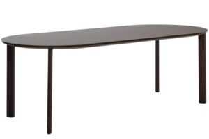 Kave Home Hnědý zahradní stůl Erice 230 x 100 cm se skleněnou deskou