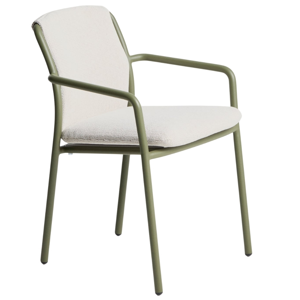 Kave Home Zelená hliníková zahradní židle Linosa s polštářem