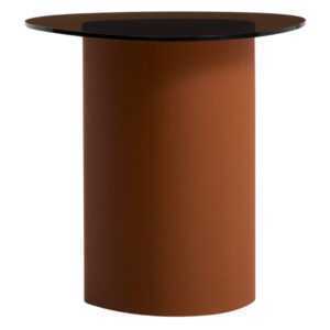 Kave Home Hnědý skleněný odkládací stolek Olir 48 x 47 cm