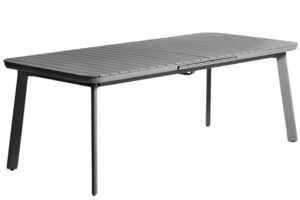 Kave Home Šedý kovový zahradní rozkládací stůl Izola 220/280 x 100 cm