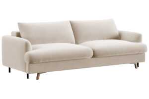 Micadoni Béžová sametová rozkládací pohovka Naomi 233 cm